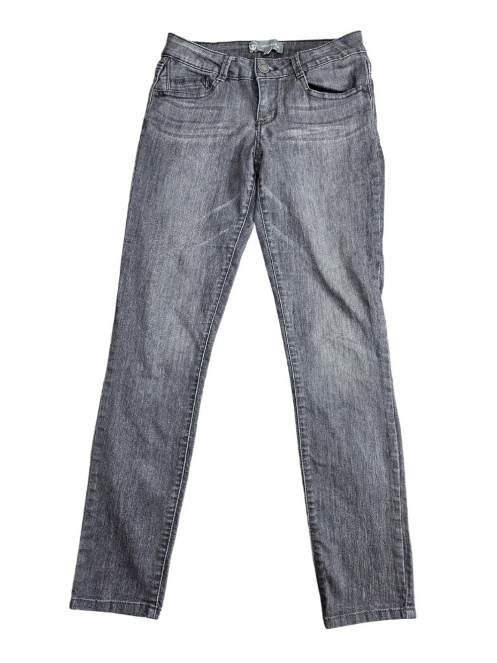 Wit & Wisdom Skinny Jeans Womens 2 Gray Charcoal Wash Mid Rise‎ Stretch Denim